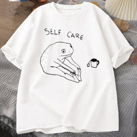 New Funny Frog Self Care T-shirt Vintage Print