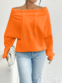 Women's Loose Casual Drawstring Off-the-shoulder Off-shoulder Top
