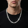 European And American Hip-Hop Mens Necklace 10mm Alloy Braided Chain With Diamonds