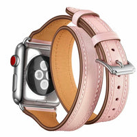Double loop leather watch strap