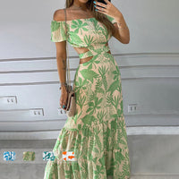 European And American-style Slim-fit Elegant Printed Dress