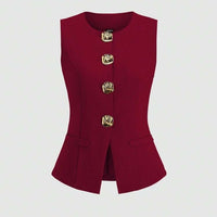 Sleeveless Round Neck Vest Fashion Women's Wear Elegant Waist-tight Solid Color