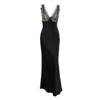 New French-style Lace-and-satin Patchwork Dress
