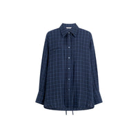 Textured Lapel Button-down Long-sleeve Shirt