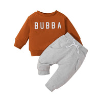 Children's Printed Long-sleeved Sweater Solid Color Two-piece Set