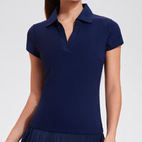 Cool-feel Athletic Polo-Neck Sports Top For Women