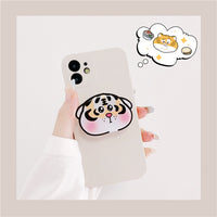 Tiger Stand White Liquid Silicone Phone Case