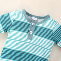 New Children's Long-sleeved Striped Romper Two-piece Suit