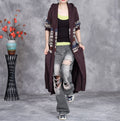 Retro Artistic Knitted Cardigan Woven Flower Long Hooded Overknee Sweater Coat