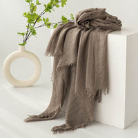 Strict Selection Summer Cotton And Linen Scarf Solid Color Simple Sun Protection