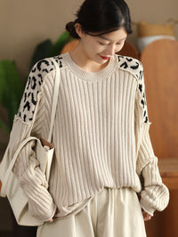Artistic Casual Top Women's Fashionable Round Neck Cotton Pullover
