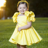 Jacquard Embroidered Shoulder Flowers Retro European And American Girls Children's Dresses