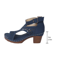 Chunky Heel High Hollow Peep Toe Sandals