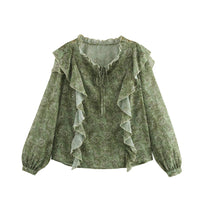 Laminated Decoration Gentle And Stylish Printed Round Neck Shirt