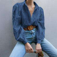 Casual Loose Fashion Hollowed-out Puff Sleeve Cardigan Top Women's Clothing