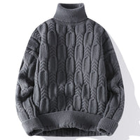 Mens Autumnwinter Turtleneck Cable-knit Sweater With A Casual Fit And Exceptional Warmth