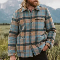 3D Digital Stereo Plaid Printed Men's Warm Jacket