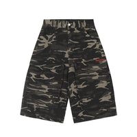 Retro Camouflage Multi-pocket Workwear Cropped Jeans Men And Women Wide