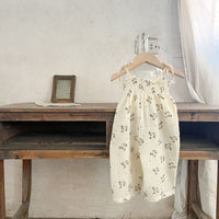 Girls' Summer Cotton Floral Sling Romper Romper