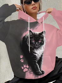 Women's Zebra-Print Casual 3D Printed Hoodie