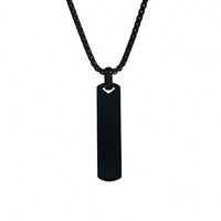 Stainless Steel Polished 3D Bar Mens Simple Stylish Titanium Steel Necklace