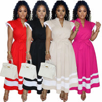 Women's Elegant Commuter Printed Ruffle-Trim Dress