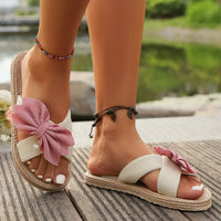 Plus Size Cross Women's Flat Flower Fashion Casual Outdoor Slippers