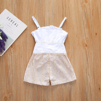 Woven Cotton Lace Composite Girls' Jumpsuit Romper