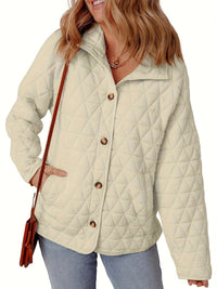 Slim String Decoration Simple Solid Color Round Neck Loose Cotton-padded Coat
