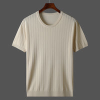 Hollow-out Knitted Casual Men's Short-sleeved Shirt