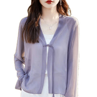 Chinese-style Sun-protective Solid-color Panel-button Flutter Sleeves