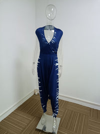 Jumpsuit Knitted Printed Sexy Low Cut