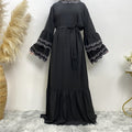 Fashionable Petal Sleeve Dress With Embroidery And Slim Fit