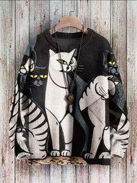 Women's 3D Printed Loose Long Sleeved Sweater
