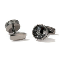 Men's Cufflinks Stylish Round Gray Silver Rose Gold