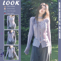 Purple Slim-fit Slimming Sweater Long-sleeved T-shirt