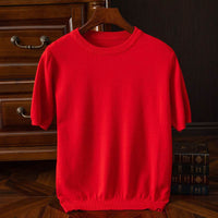 Men's Short-sleeved T-shirt Korean-style Trendy Round Neck Half-sleeve Sweater
