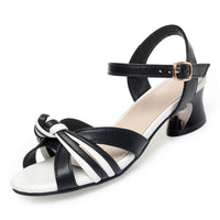Fashion Top Layer Cowhide Thick Heel Women's Hollow Out Leather Women's Shoes
