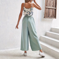 Womens Casual Printed Top And Tie-Front Pants Set