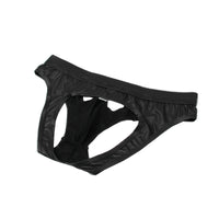 Men's Faux Leather Back Empty Briefs U Convex Patent Leather Youth Shorts