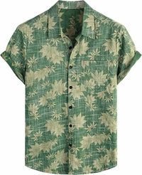 Men's Hawaiian Casual Flower Short Sleeve Single-breasted Beach Tropical Shirt