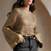 Fall New Round Neck Loose High Sense Slimming Sweater Women's
