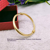 Silk-wrapped  Polished  Ethnic-style Pure Copper Uncoated Bracelet