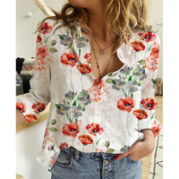 Linen Cotton Washed Single-breasted Long Sleeve Shirt For Women