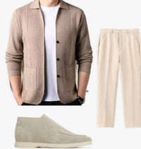Pure Color Knitted Cardigan For Young Men Korean Style Sweater Lapel