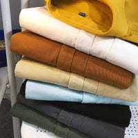 Heavyweight Casual White Cotton Long-sleeve Shirt