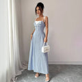 Womens Spliced Lace-trimmed Mock Two-piece Slip Dress