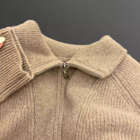 Raccoon Fur High Neck Semi-Zip Pullover Sweater Women