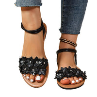 Bohemian Flat Flower Strap Sandals