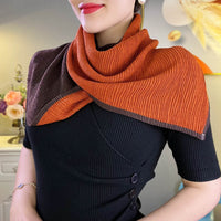 Crumpled Small Flower Magnetic Snap Double-sided Two-color Scarf